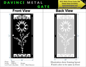 Ornamental Sunflower Scrolls Metal Entry Gate #2215